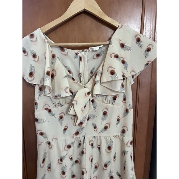 Forever 21 Peacock Feather Romper with Pockets Pale Pink Women’s M - Picture 3 of 8